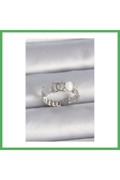 Nur store Çanta Brass Silver Color Adjustable Zircon Stone White Enamel Combi...