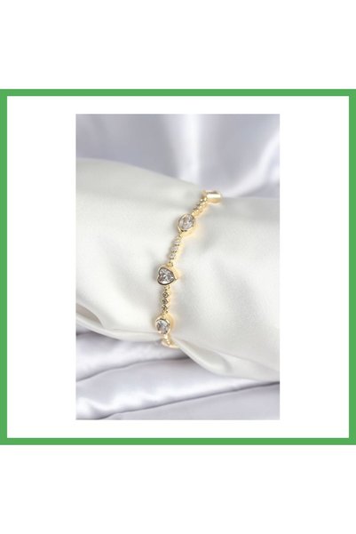 Nur store Çanta سوار نسائي من النحاس بلون ذهبي مرصع بحجر الزركون على شكل قلب ...