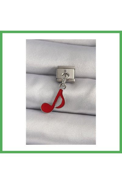 Nur store Çanta 316L Steel Silver Color Red Note Model Nomination Charm Bezoss