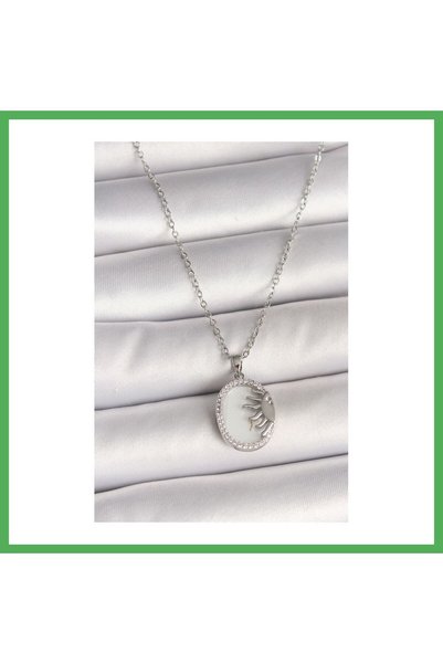 Nur store Çanta 316L Steel Silver Color Chain with White Enamel Sunset Model ...