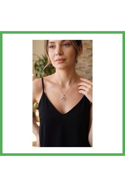 Nur store Çanta 316L Steel Chain Silver Color Zircon Stone Ring Necklace Bezoss