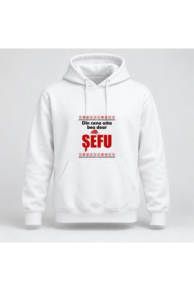 Fabricacucadouri.ro Hanorac personalizat Din cana asta bea doar sefu, craciun...