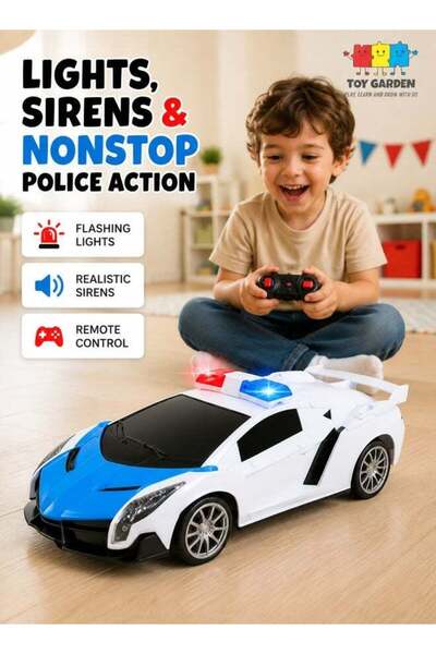 TOY GARDEN Remote Control Police Car with Flashing Lights & Realistic Sirens