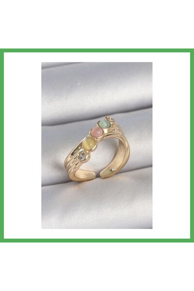 Nur store Çanta Brass Gold Color Zircon Stone Detailed Mixed Enamel Adjustabl...
