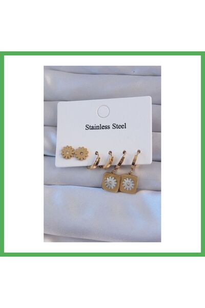 Nur store Çanta 316L Steel Gold Color Zircon Stone Pearlescent Daisy Model Ho...