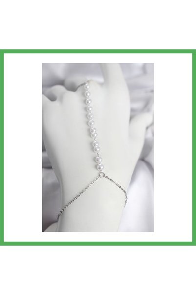 Nur store Çanta 316L Steel Silver Color Row of Pearls Model Women's Shahmeran...