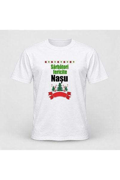 Fabricacucadouri.ro Tricou personalizat Sarbatori fericite nasu, model verde