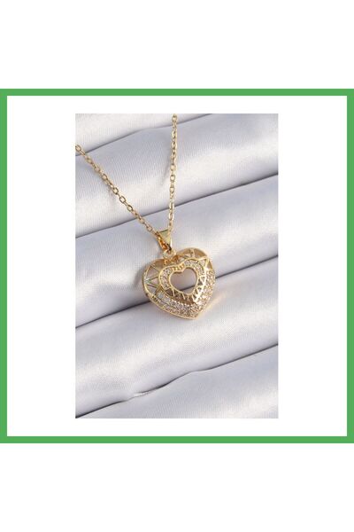 Nur store Çanta 316L Steel Gold Color Zircon Stone Model Vintage Women's Neck...