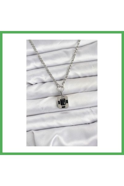 Nur store Çanta 316L Steel Chain Silver Color Vintage Model Women's Necklace ...