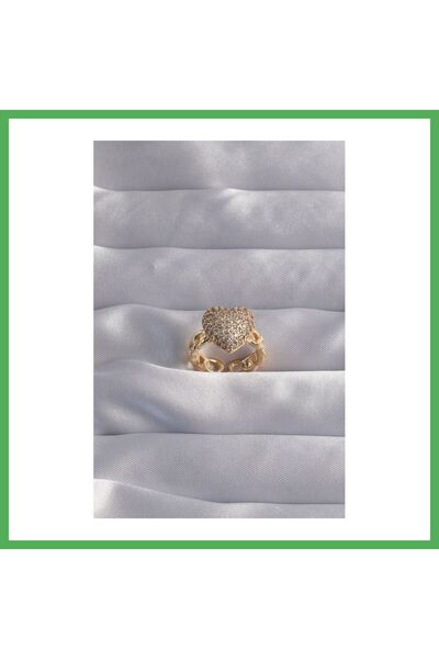 Nur store Çanta Brass Adjustable Gold Color Zircon Stone Curved Ring Bezoss