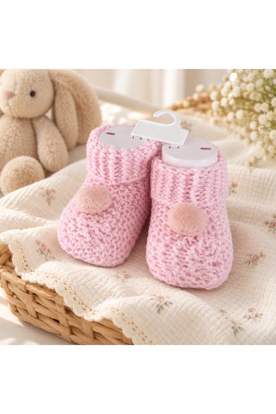 MOVAMIR BABY Pompom Detailed Knitwear Baby Booties Unisex Newborn Gift 0-3 Mo...