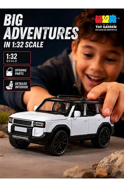 TOY GARDEN 1:32 Scale Diecast Off-Road SUV Model Car, White Alloy Toy Car wit...