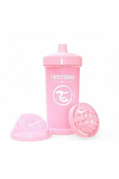Twistshake Εκπαιδευτικό Μπουκάλι Παιδικό Ποτήρι 18μ+ Παστέλ Ροζ 360ml_7350083...