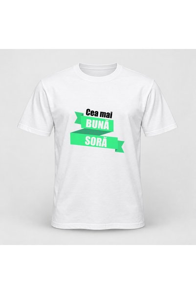 Fabricacucadouri.ro Tricou personalizat Cea mai buna soră, model verde deschis