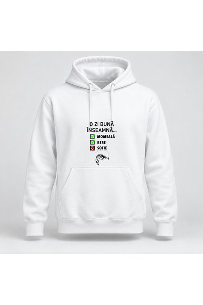 Fabricacucadouri.ro Hanorac personalizat O zi buna inseamna momeala bere sotie