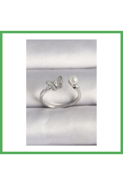 Nur store Çanta Brass Silver Color Zircon Stone Detailed White Enamel Butterf...