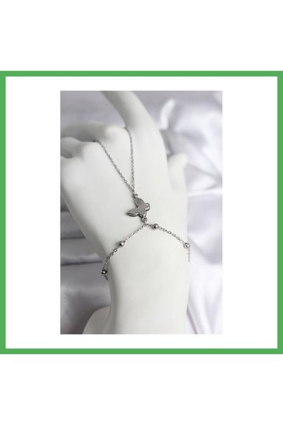 Nur store Çanta 316L Steel Silver Color Butterfly Model Women's Ring Bezoss
