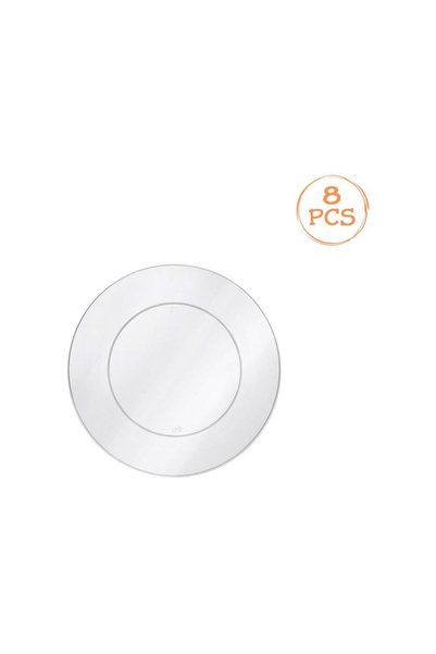 Jumbo Set of Reusable Transparent Plastic Dinner Plates 23cm - 8pcs