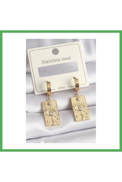 Nur store Çanta 316L Steel Gold Color Zircon Stone Eye Embroidery Detail Plat...