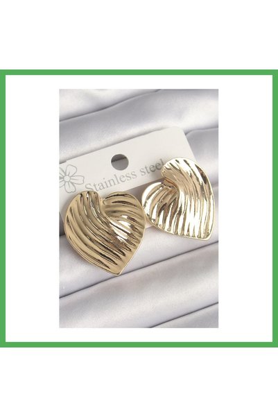 Nur store Çanta Brass Gold Color Embroidered Plate Model Women's Earrings Bezoss