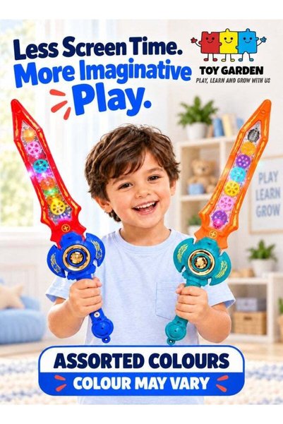 TOY GARDEN Kids Sword Toy with Rotating Gear, Lights & Sound – Mechanical Act...