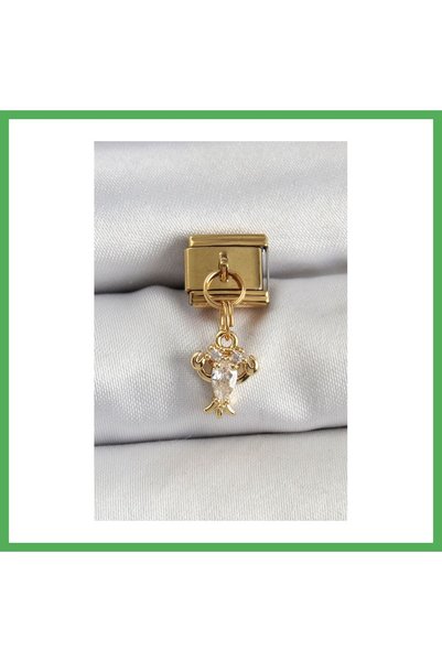Nur store Çanta 316L Steel Dangle Zircon Stone Crab Model Gold Color Nominati...