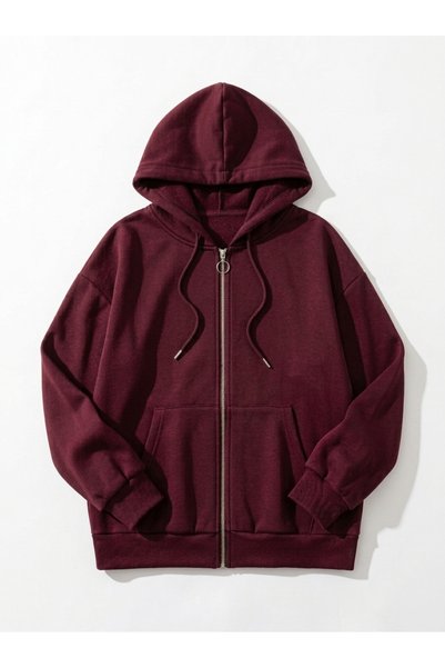 DENİKK Trend Basics Soft Textured Oversize Zippered Hooded 3-Yarn Ribbed Card...