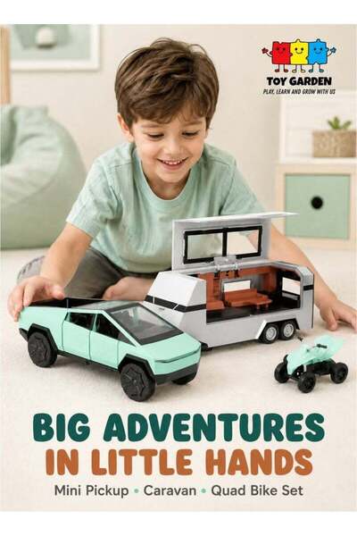 TOY GARDEN 1:32 Scale Electric Pickup Truck Diecast Model with Bike & Trailer...
