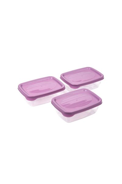 Jumbo Recipiente Alimente Lila Transparente 600ml - 3 buc