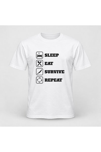 Fabricacucadouri.ro Tricou personalizat Dormi, mănâncă, supraviețuiește, repetă