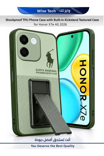 Wtech Honor X7e 4G 2026 Shockproof TPU Phone Case with Built-in Kickstand Tex...