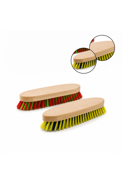 INURA GLOBAL Hard Carpet Brush with Wooden Handle, Deck Type Bristle 2.7 Cm, ...