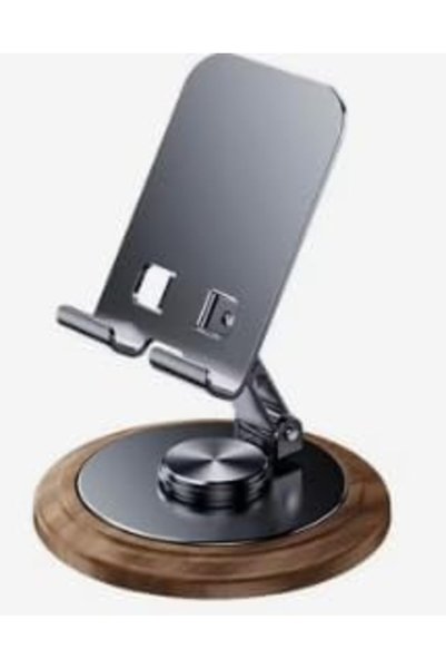 Generic 360 Degree Rotation Foldable Desktop Phone Holder, Wood and Aluminum