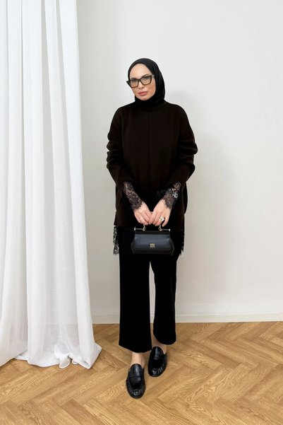 Melike Tatar Tunica din tricotaj cu dantela 32-5502