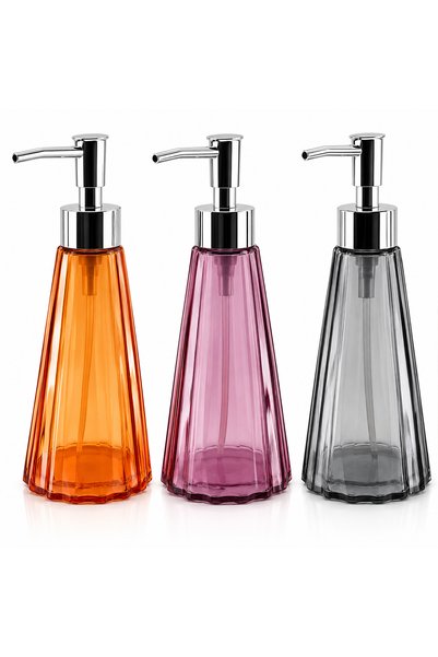 INURA GLOBAL Barotti Dmr-9784 Line Patterned Colorful Transparent Glass Liqui...
