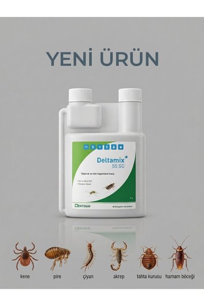 ENTOSAV Deltamix 55 Sc Hamamböceği,Tahta Kurusu Karınca, Kene, Sivrisinek, Tatarcık Ve Tüm Haşerelere Karşı Etkili 1 Lt