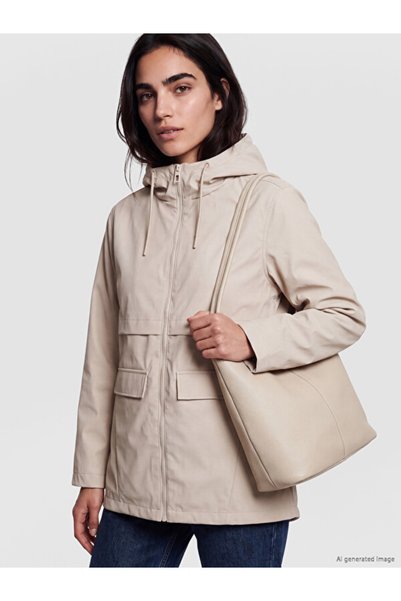 LC Waikiki Esvab • Modern & Distinctive Hooded Leather-Look Women's Raincoat