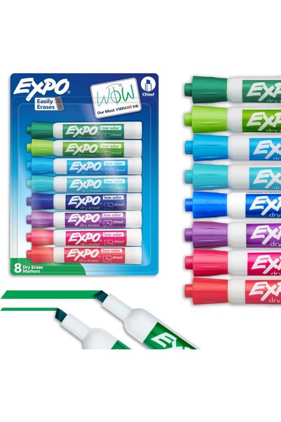 1H1B EXPORT Expo Dry Erase Markers Chisel Tip Vibrant Colors 8 Pack 1931196 L...