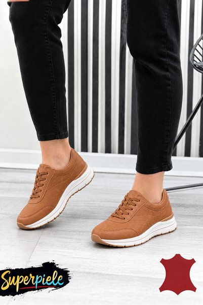 virboti Pantofi Casual Damă din Piele Naturală cu Talpă Înaltă 5 cm