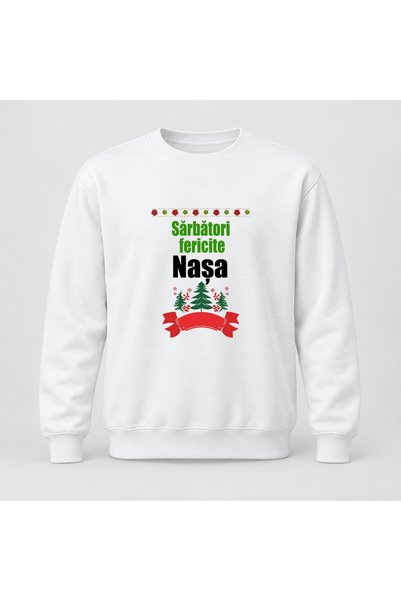 Fabricacucadouri.ro Pulover personalizat Sarbatori fericite nasa, model verde