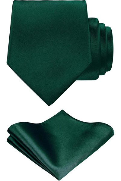 GENERAL TIE G Solid Satin Color Formal Necktie and Pocket Square Sets in Gift...