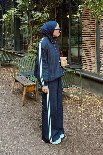 Melike Tatar Striped Denim Suit 32-2201