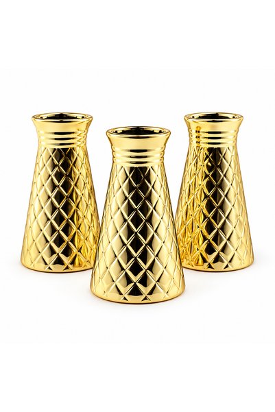 INURA GLOBAL Vaze decorative din ceramică de dimensiuni medii, de culoare aur...