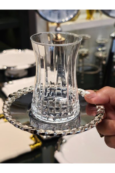 P&ORA PREMIUM KITCHEN PRODUCTS طقم شاي من الخيزران بنقشة إيليف مع أطباق فضية ...