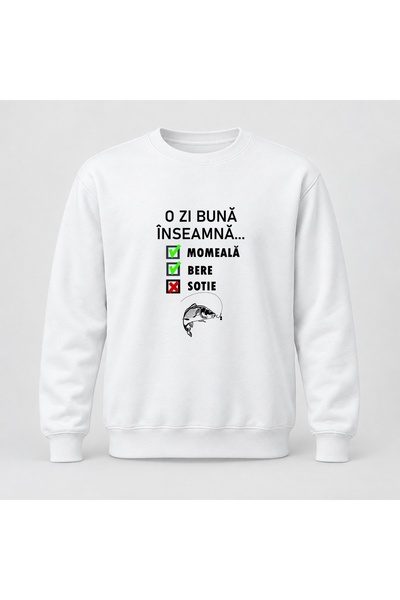 Fabricacucadouri.ro Pulover personalizat O zi buna inseamna momeala bere sotie