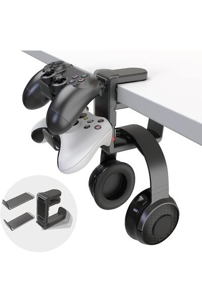 X SPRING Controller Holder, 3 in 1 Universal Headset Stand with Cable Organiz...