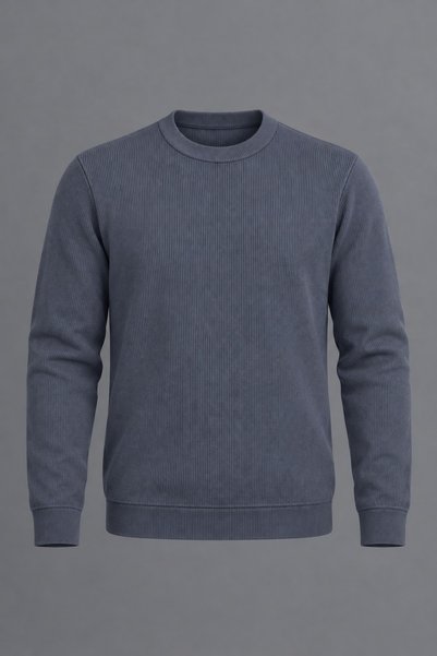 DAMGA JEANS Men's Slim Fit Crew Neck Casual Knitwear Smoked Sweater