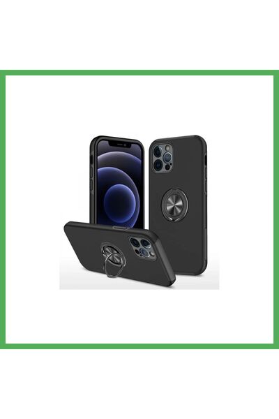 Nur store Çanta iPhone 12 Pro Compatible Case Elite Ring Cover - Black Bezoss