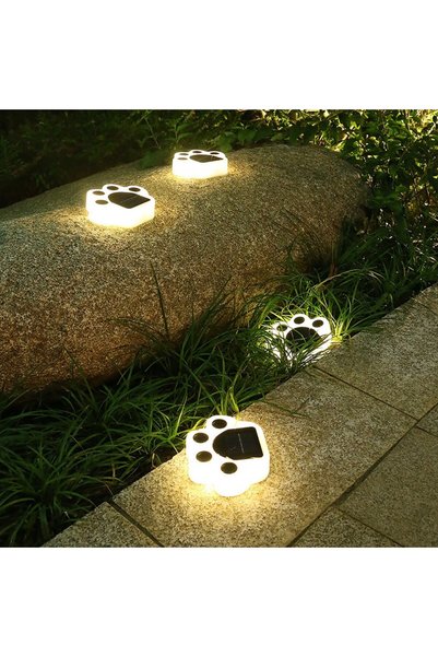 Generic Brand Set of 4 Solar LED Garden Lights, Bear Paw Pattern, 14 x 13 x 3...