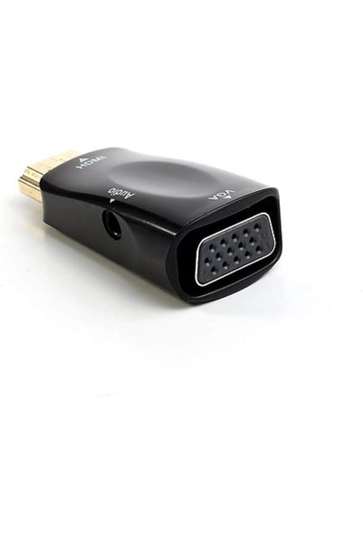 2 Brothers محول فيديو HDMI ذكر إلى VGA أنثى أسود مع مخرج صوت وكابل صوتي